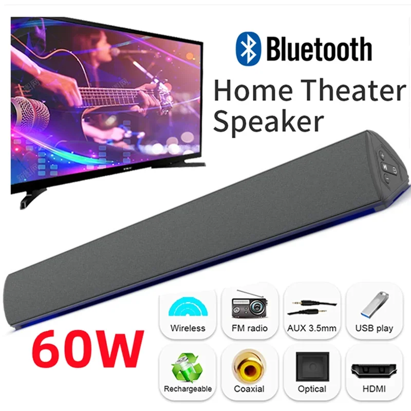 Home Bar And Theater - 60W Wireless TV PC Soundbar Bluetooth