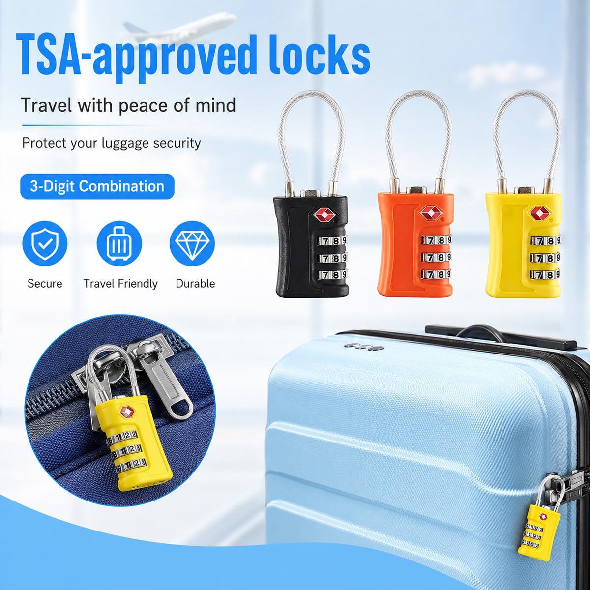 Home Bargains - TSA Approved Luggage Lock 3 Digit