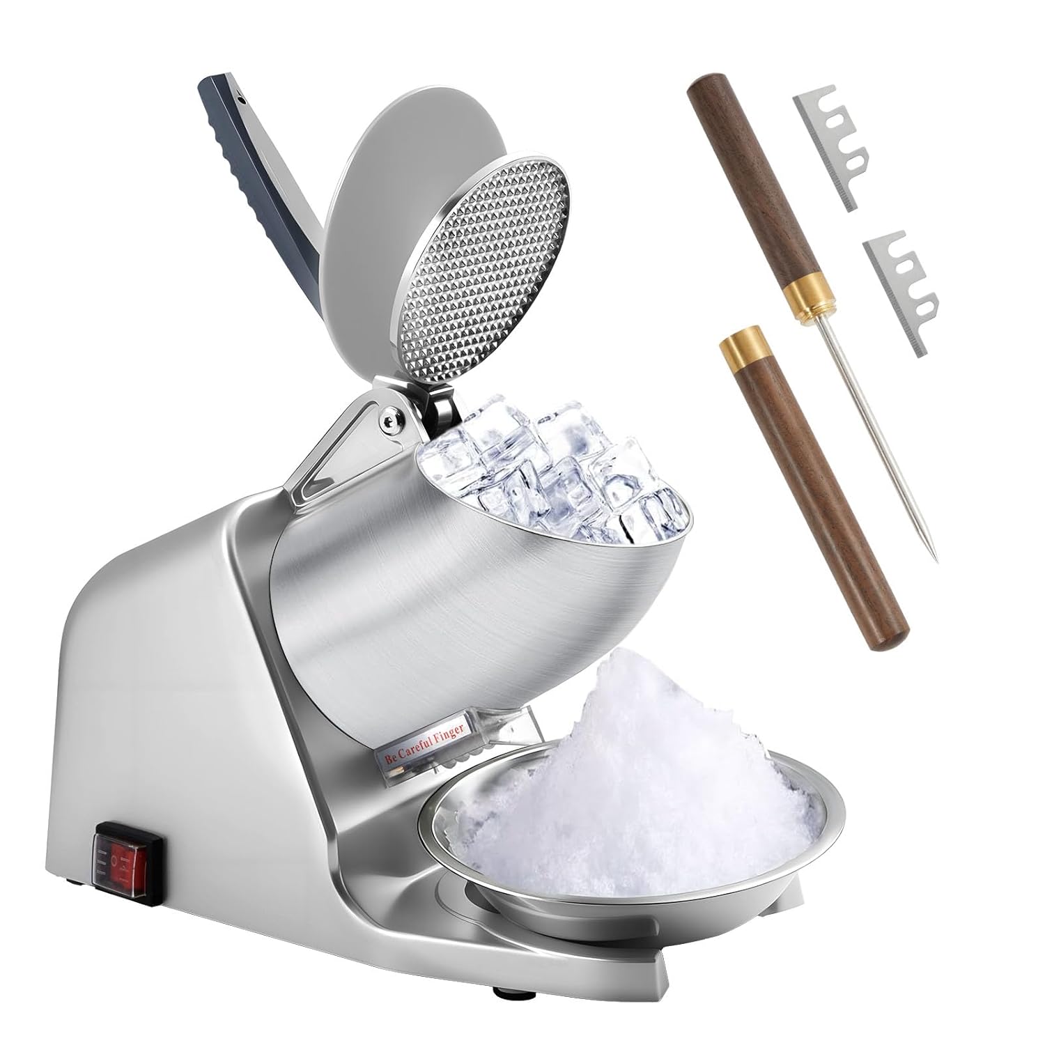 Ice Pick Pick - 186lbs/h Dual Blade Ice Shaver Machine,