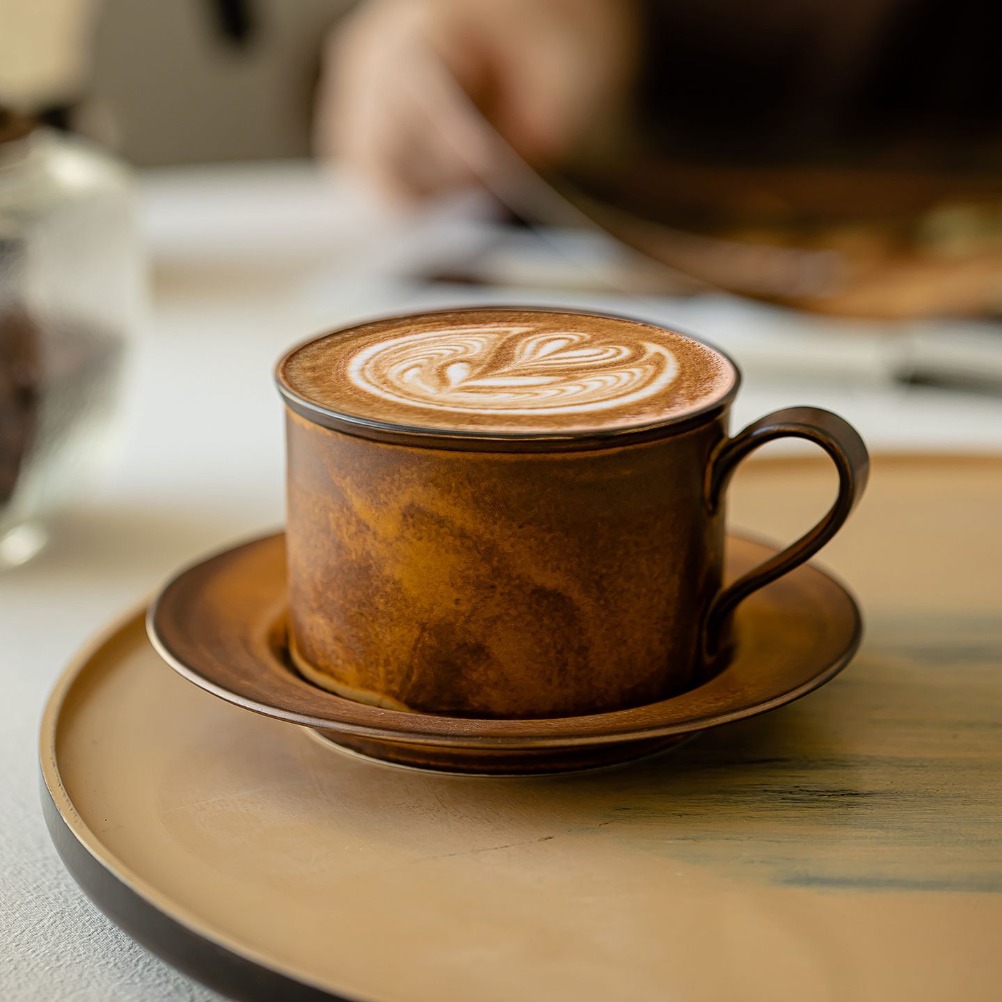 Old Fashioned Glass - Japanese Retro Coffee Cup and Plate