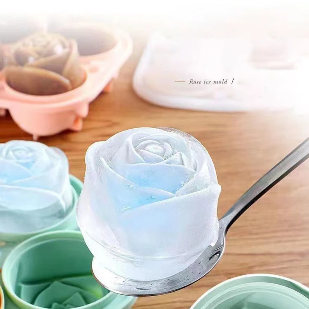 Ice Mold Sphere - 3d rose silicone ice molds 4-hole