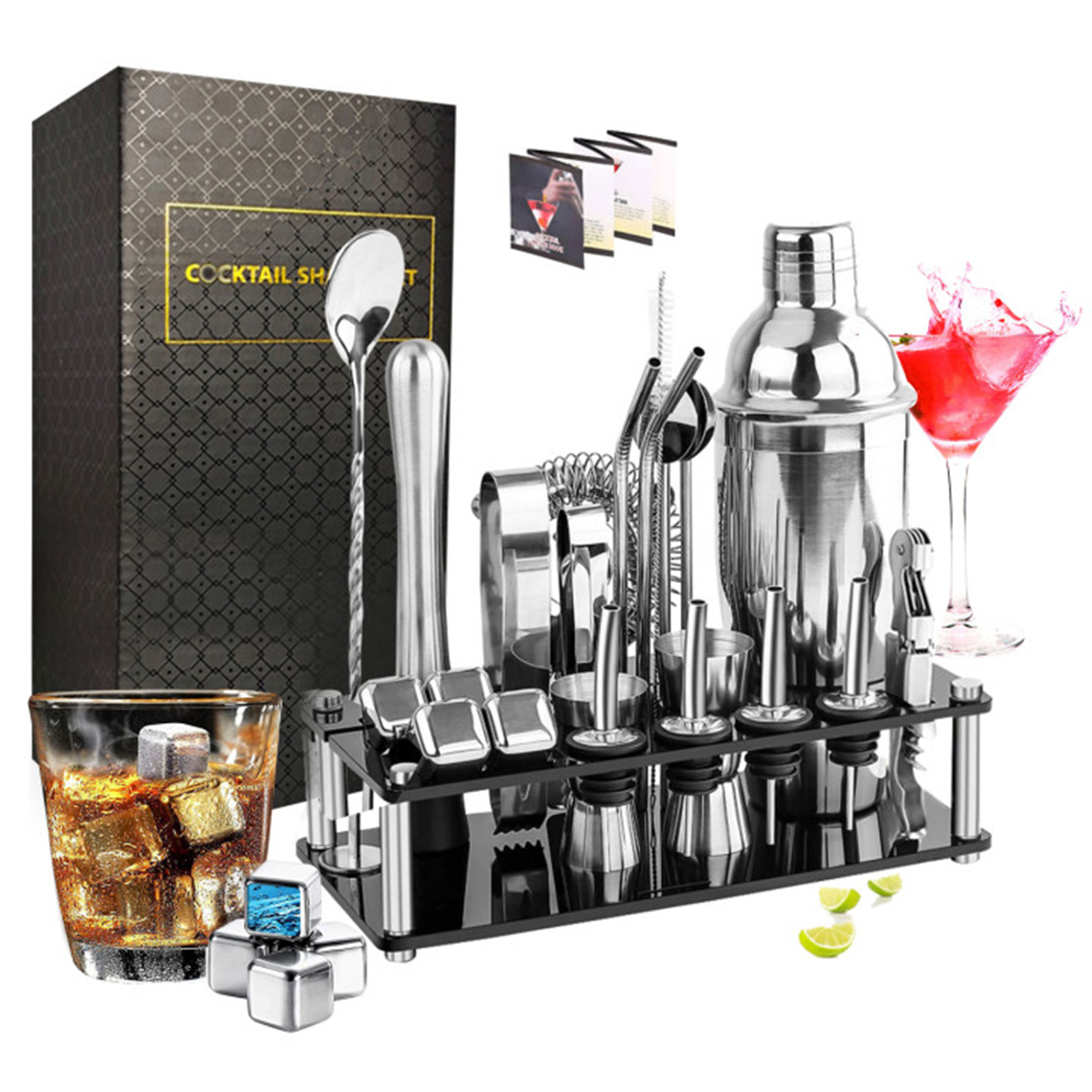 Cocktail Recipe Book - Cocktail Making Set Shaker Stainless Steel
