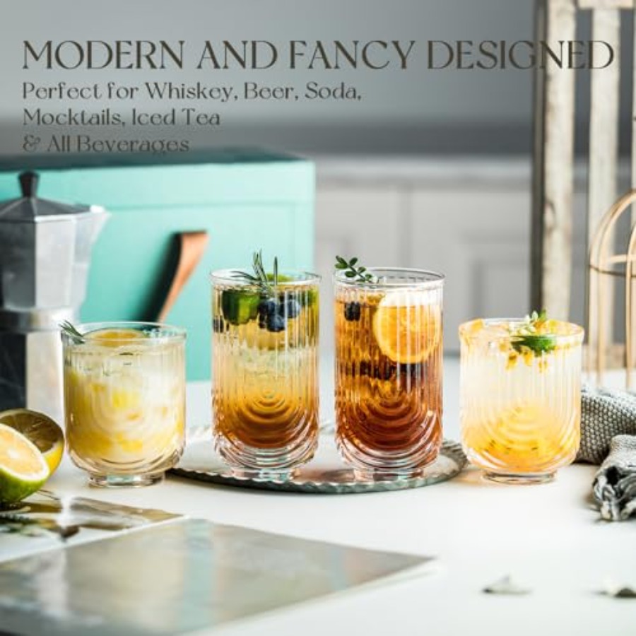 Art Deco Cocktail Glasses, Rib - огляд і ціна Highball Glass Set