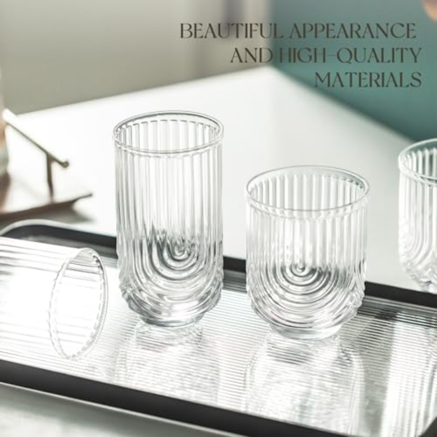 Art Deco Cocktail Glasses, Rib - огляд і ціна Highball Glass Set
