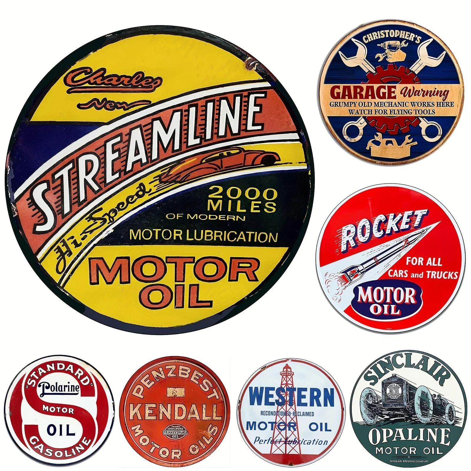 Vintage Motor Oil Sign Round M - огляд і ціна Home Bar And Restaurant