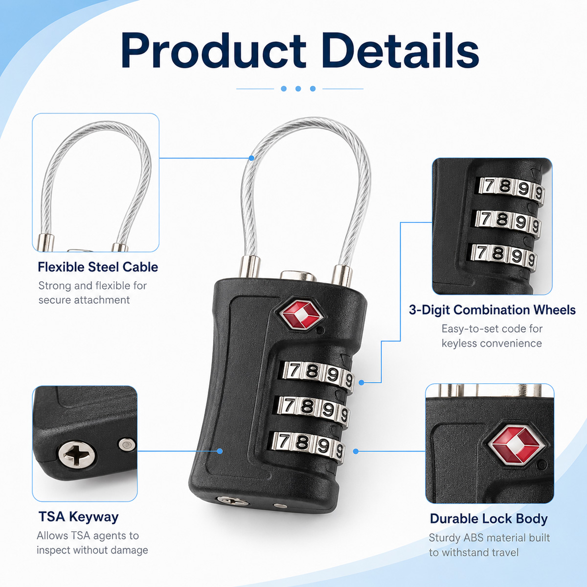 TSA Approved Luggage Lock 3 Di - огляд і ціна Home Bargains