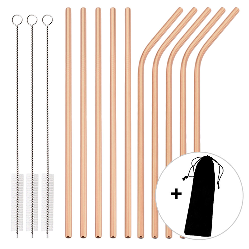 14Pcs Reusable Rose Gold Straw - огляд і ціна Home Bar Setup