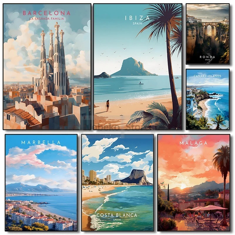 Spain Travel Poster Barcelona  - огляд і ціна Home Barcelona