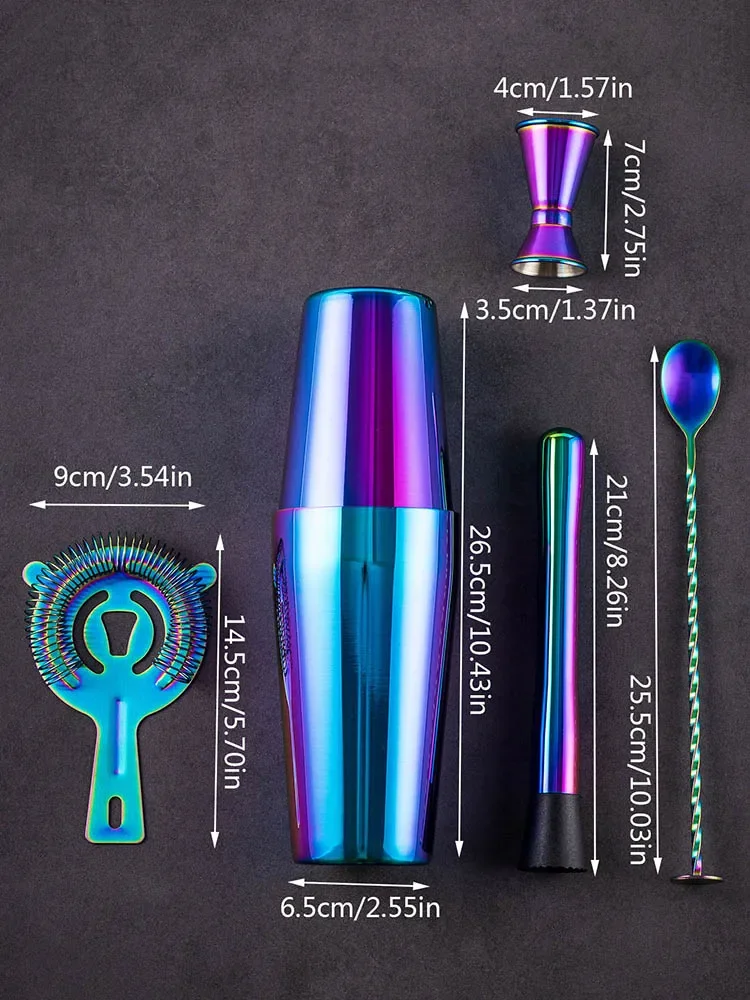 5/7pcs Rainbow Cocktail Shaker - огляд і ціна Boston Shaker Set