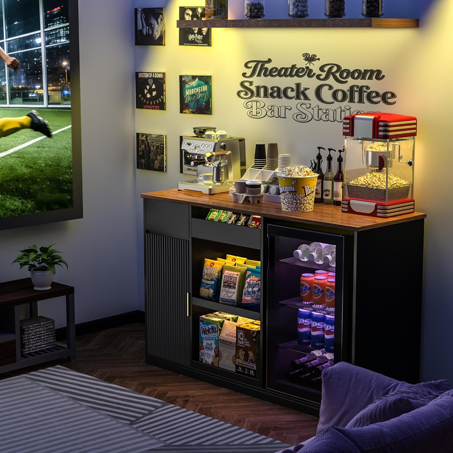 Snack Bar Cabinet with Fridge  - огляд і ціна Home Bar And Theater