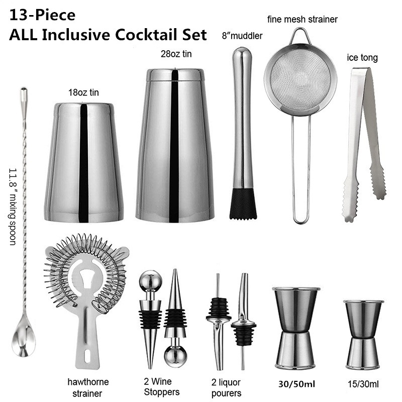 13Pcs/Set Stainless Steel Cock - огляд і ціна Boston Shaker Set